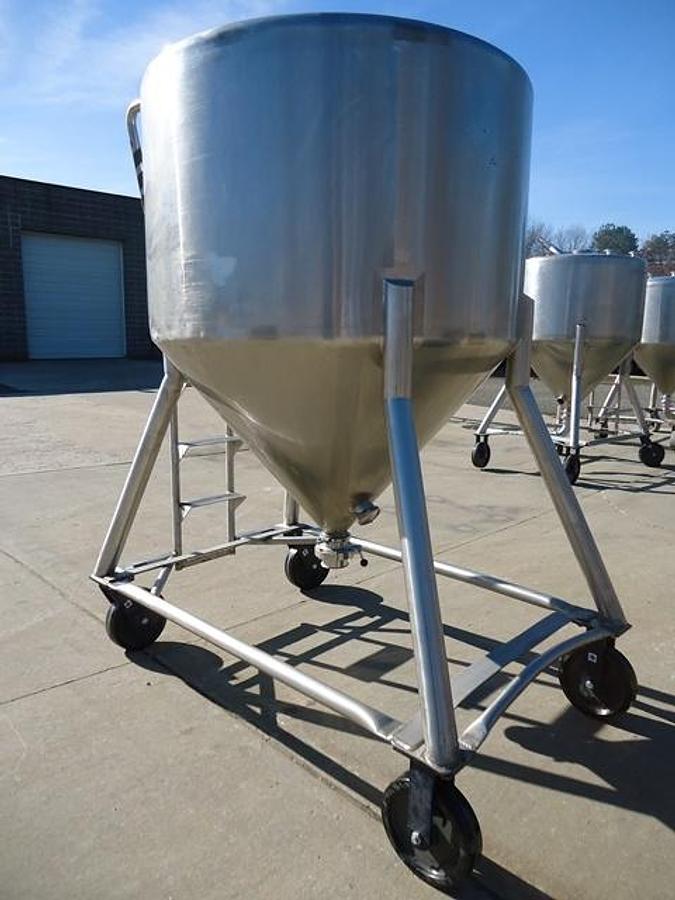 Used 450 Gallon DCI Type 316 Stainless Steel Cone Bottom Portable Tank-2