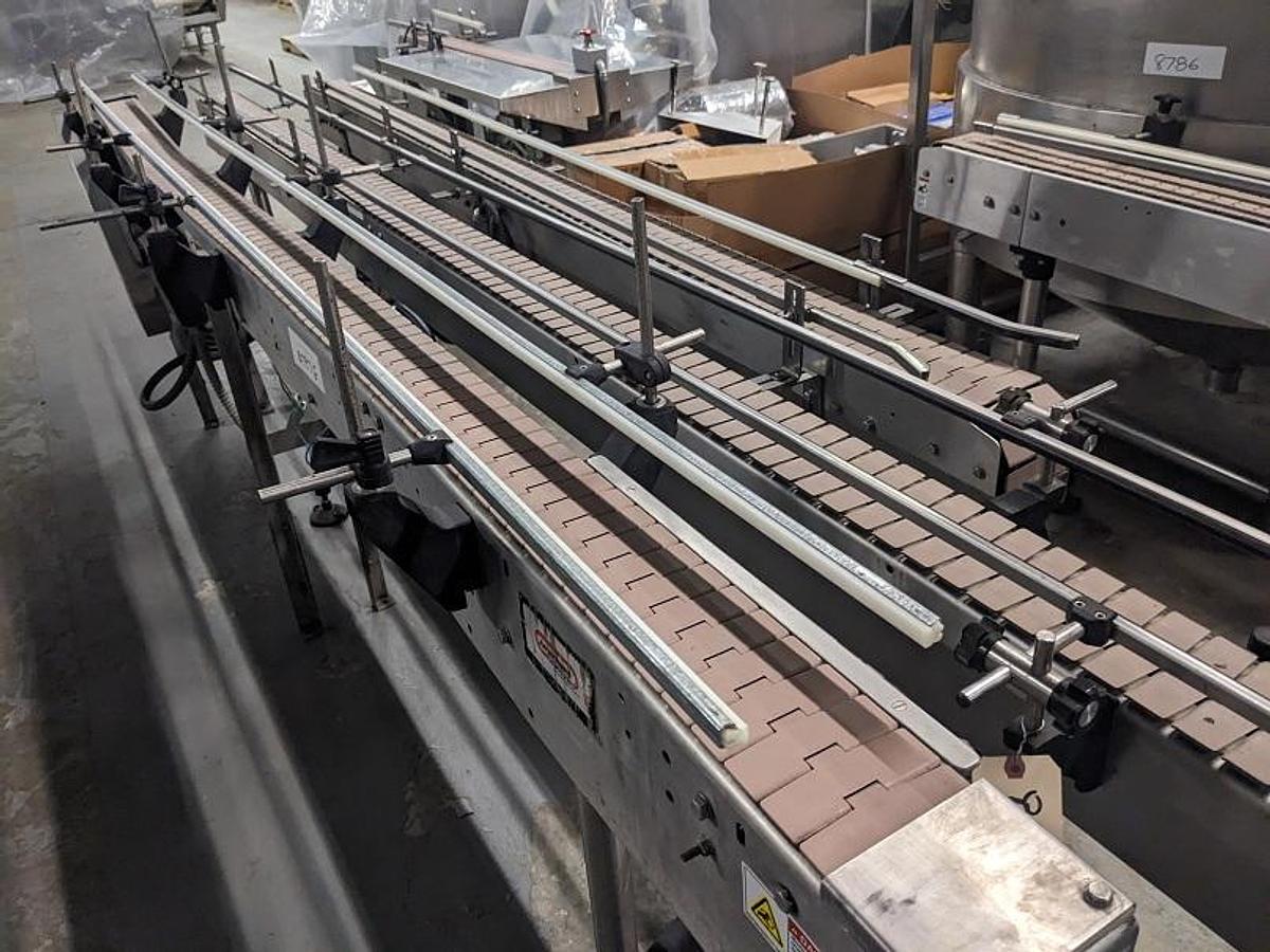 Used 4.5 In. X 12.5 Ft. Motorized Bottle Conveyors, (6)