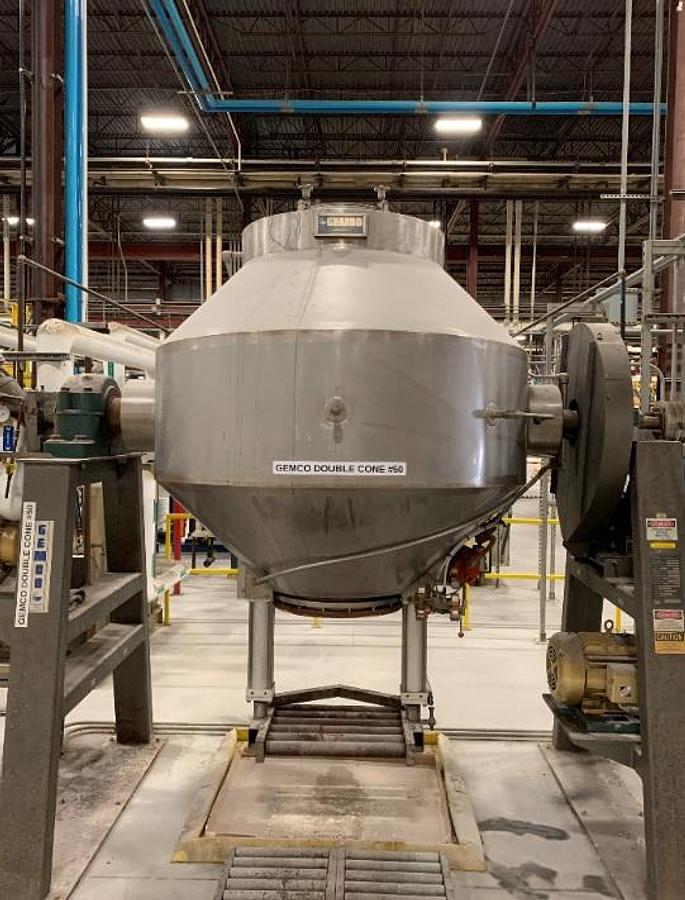 Used Gemcomatic 50 Cu. Ft. Stainless Jacketed Double Cone Blender, Vacuum Capable