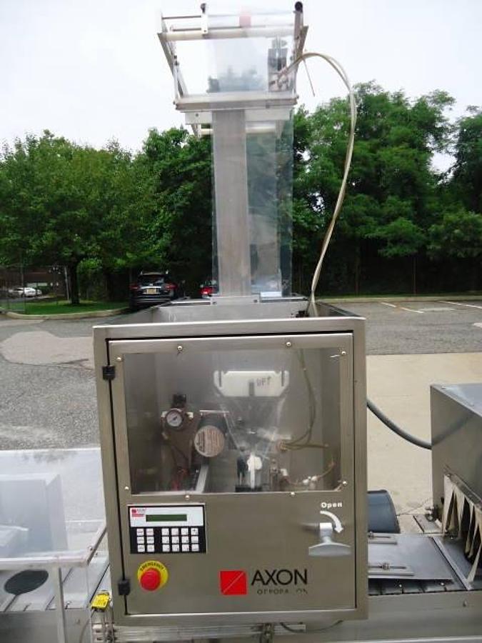 Used Axon Ez-300 Sleever/Bander With Shrink Tunnel