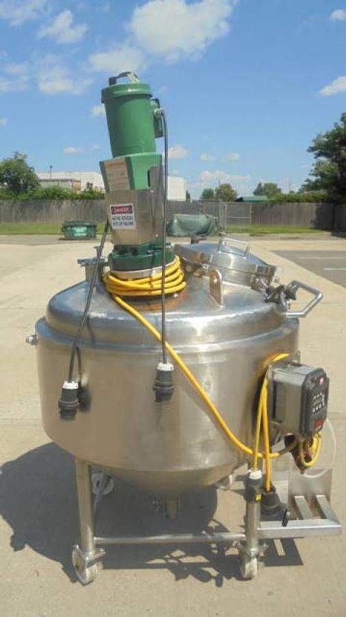 Used 150 Gallon RAS Process Equipment 316SS Jacketed Agitated Pressure Kettle/Reactor, cone bottom