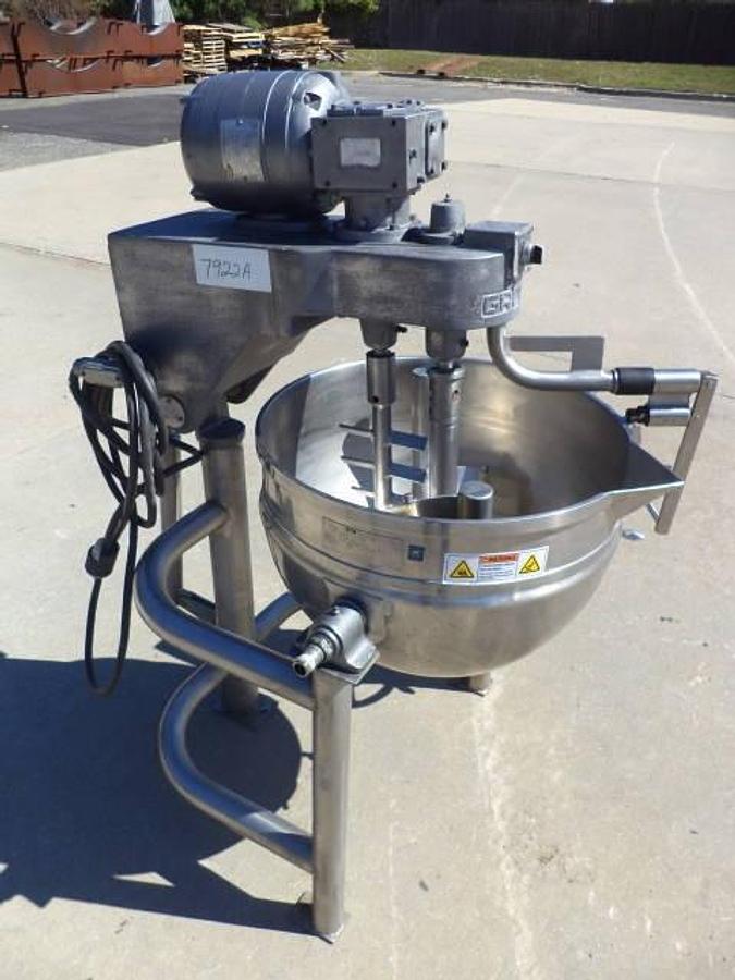 Used 20 Gallon Groen Twin Action 316 Stainless Steel Tilt Kettle, 100 PSI Jacket