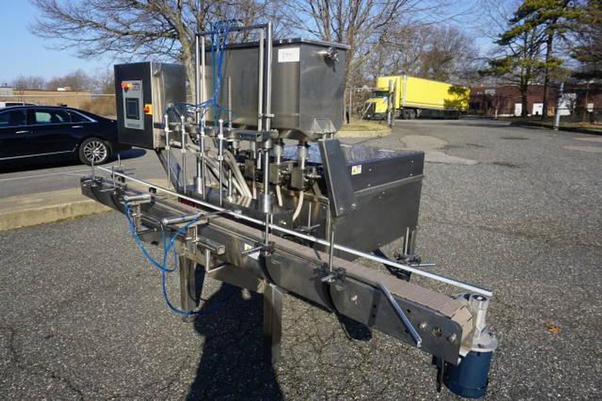 Used Acasi Four Head Automatic Piston Filler, Like New