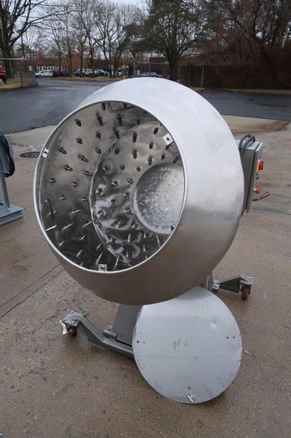 Used 42 In. Diameter Stainless Steel Coating Pan, With Interior Pins
