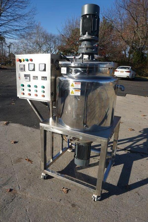 Used 30 Gallon Ailusi Type 316L SS Jacketed Dual Action Kettle/Tank, with Homogenizing