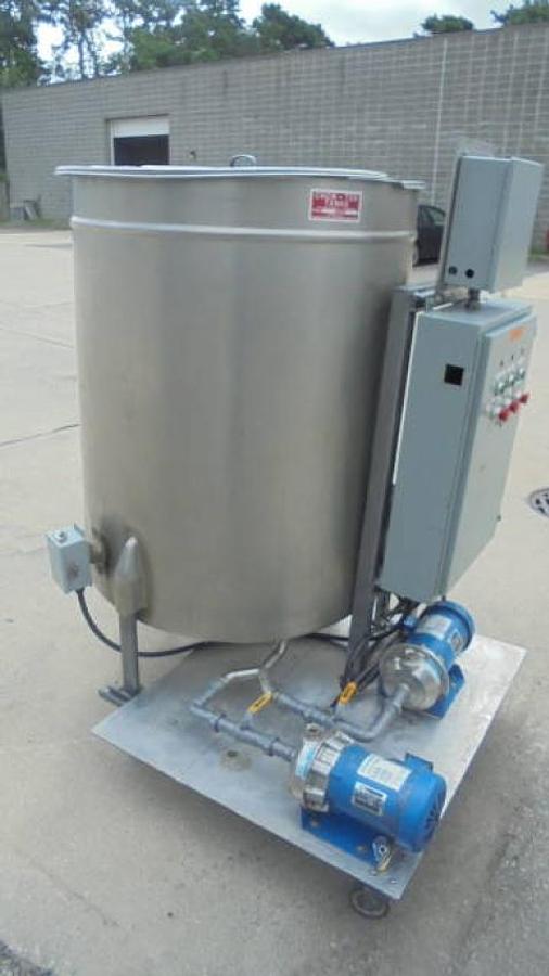 Used 226 Gallon Stainless Chocolate Melting Tank with Coils and Pumps