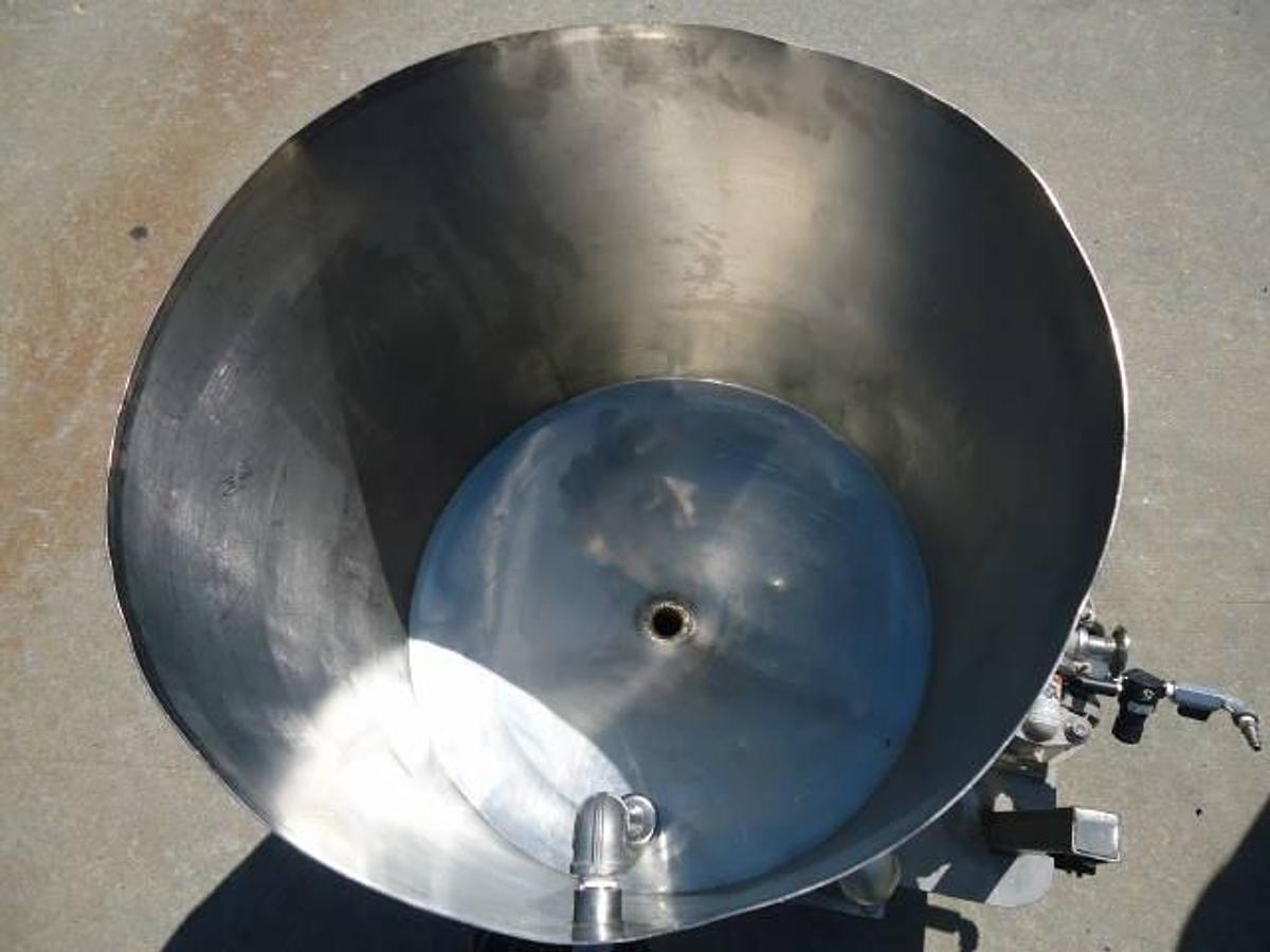 Used 35 Gallon Stainless Cone Bottom Tank With Aro Pump