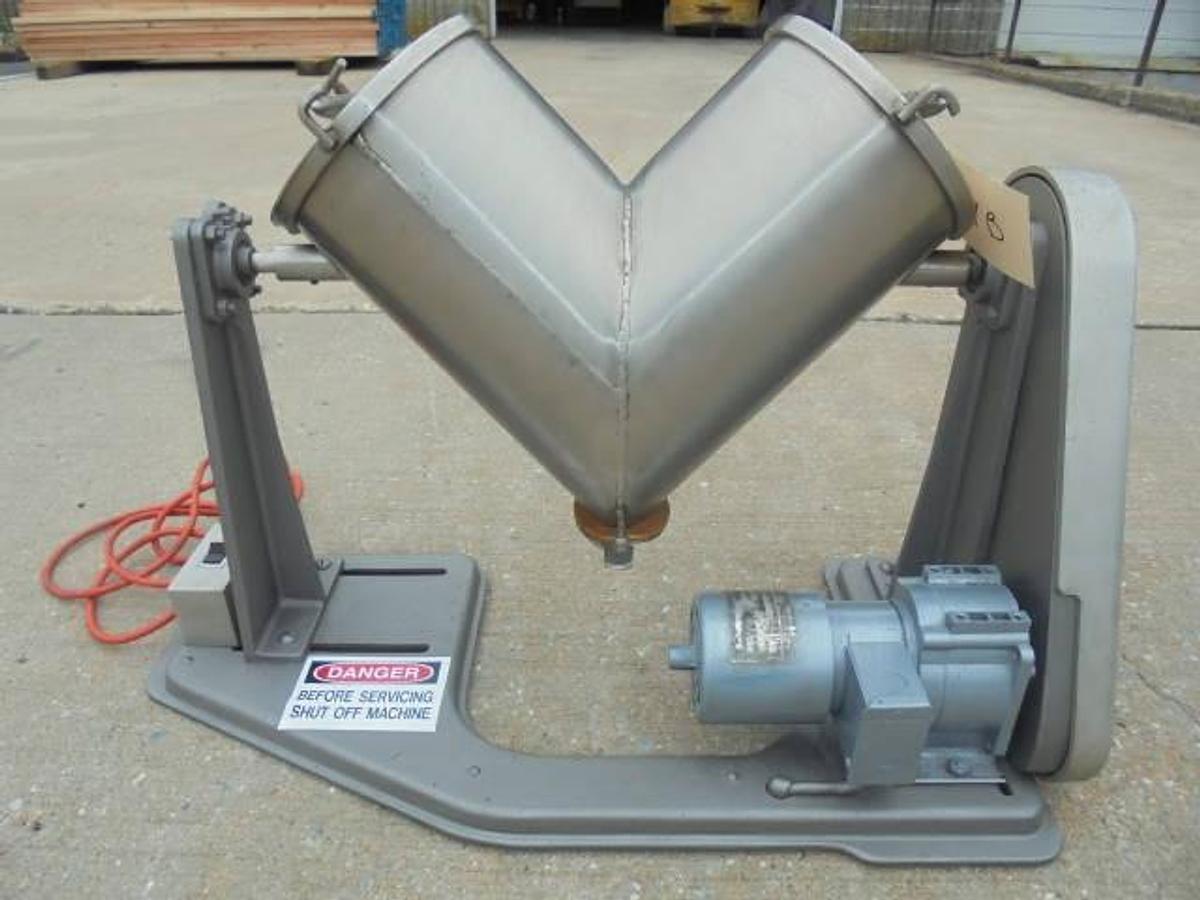 Used 8 Quart Patterson Kelley Stainless Steel Twin Shel “V”” Blender, 135 LB./CF. Maximum Density