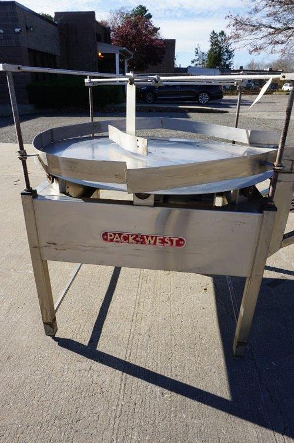 Used PackWest 48 In. Diameter Stainless Steel Rotary Unscrambling/Accumulating Table
