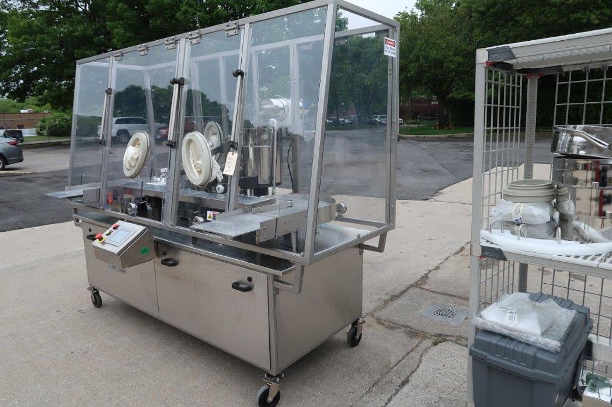Used M & O Perry Industries P1510 Vial Liquid Filling, Stoppering and Crimp Capping Machine