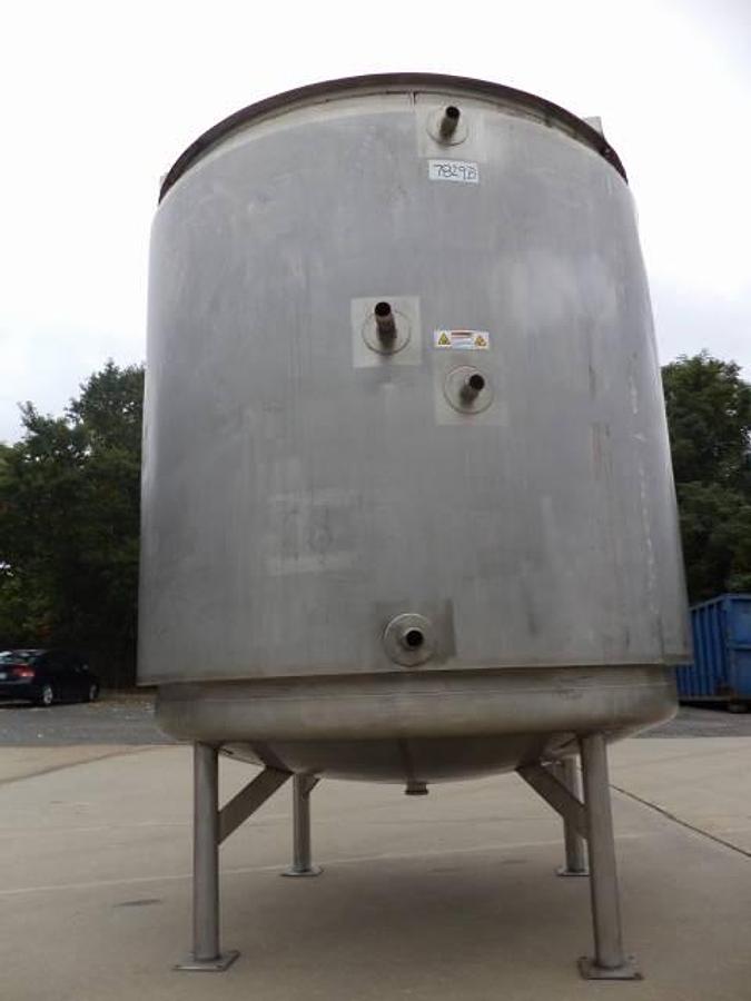 Used 1,250 Gallon B & G 316 Stainless Steel Vertical Jacketed Tank, 60 PSIG Jacket