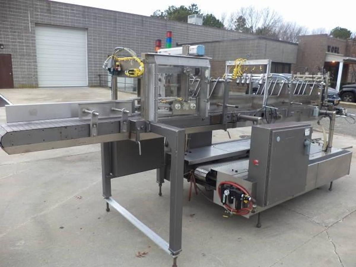Used Hamrick Model 360 Drop Type Case Packer, Stainless Steel Cabinetry