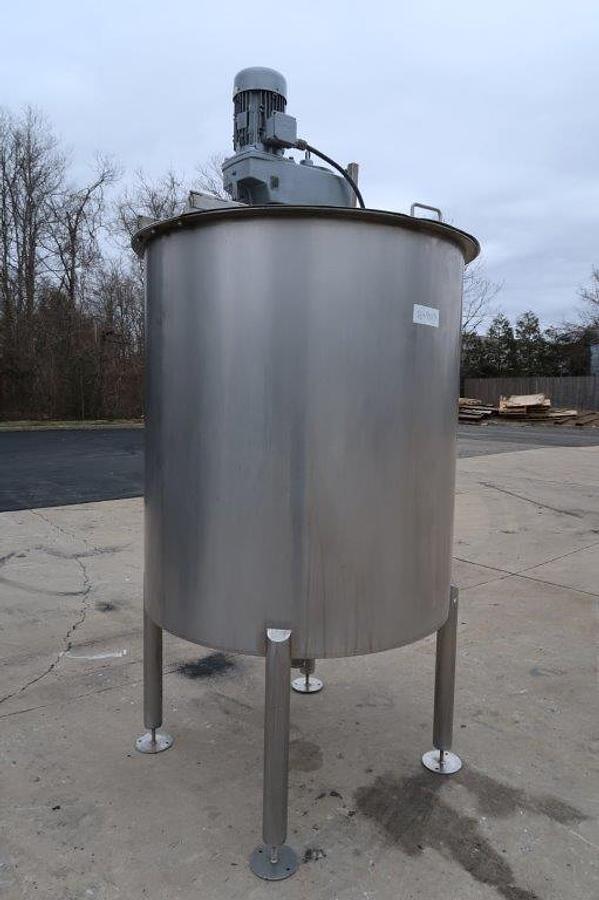 Used 600 Gallon Type 316 Stainless Mixing Tank,  Cone Bottom