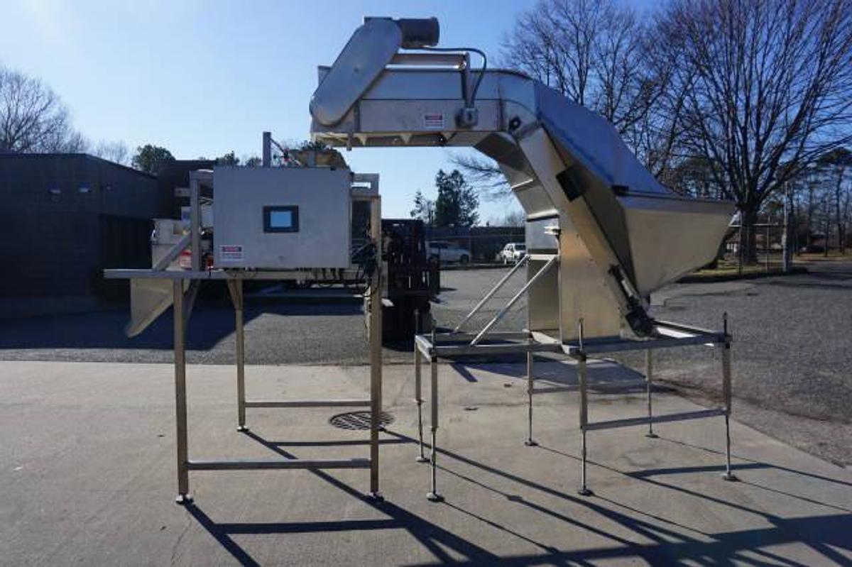 Used Ohlson Single Head Stainless Steel Scale with Feeder/Elevator, Expandable
