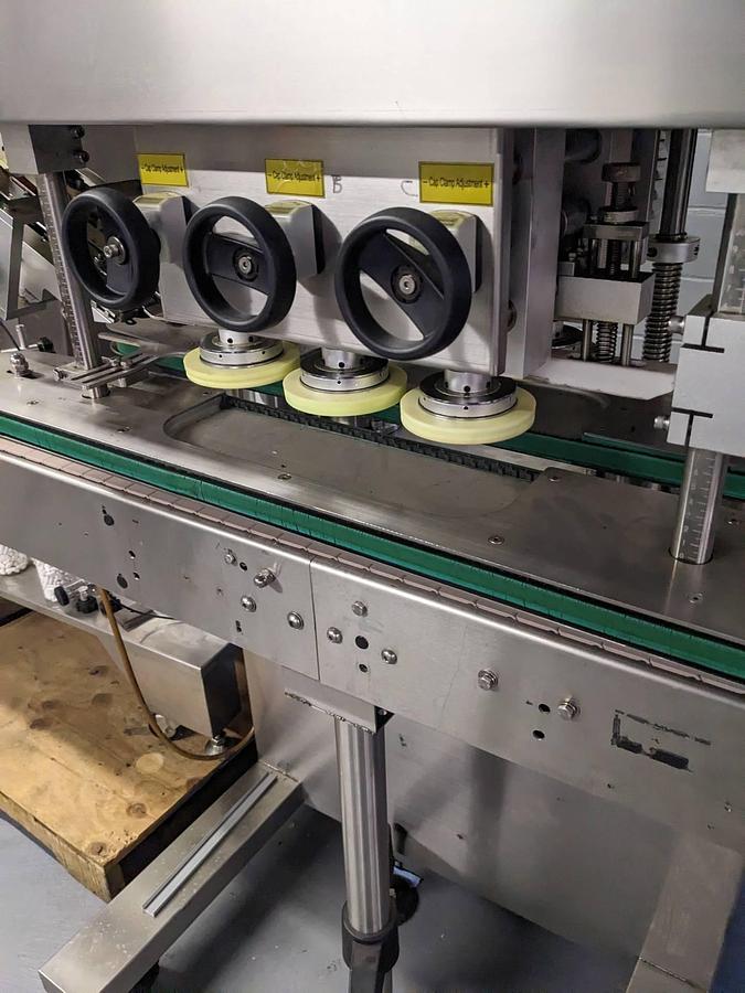 Used Pharmapack Six Spindle Auto Screw Capper, with Waterfall Cap Elevator