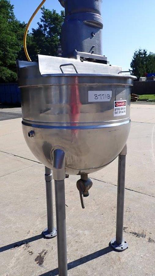 Used 60 Gallon Groen SS Twin Action Scraper Agitated Kettle, 100 PSI