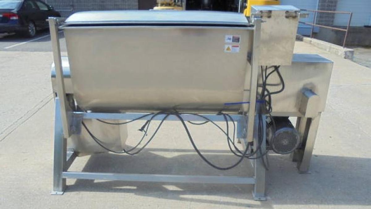 Used 15 Cu.Ft. Stainless Steel Double Ribbon Blender, Tilt Discharge