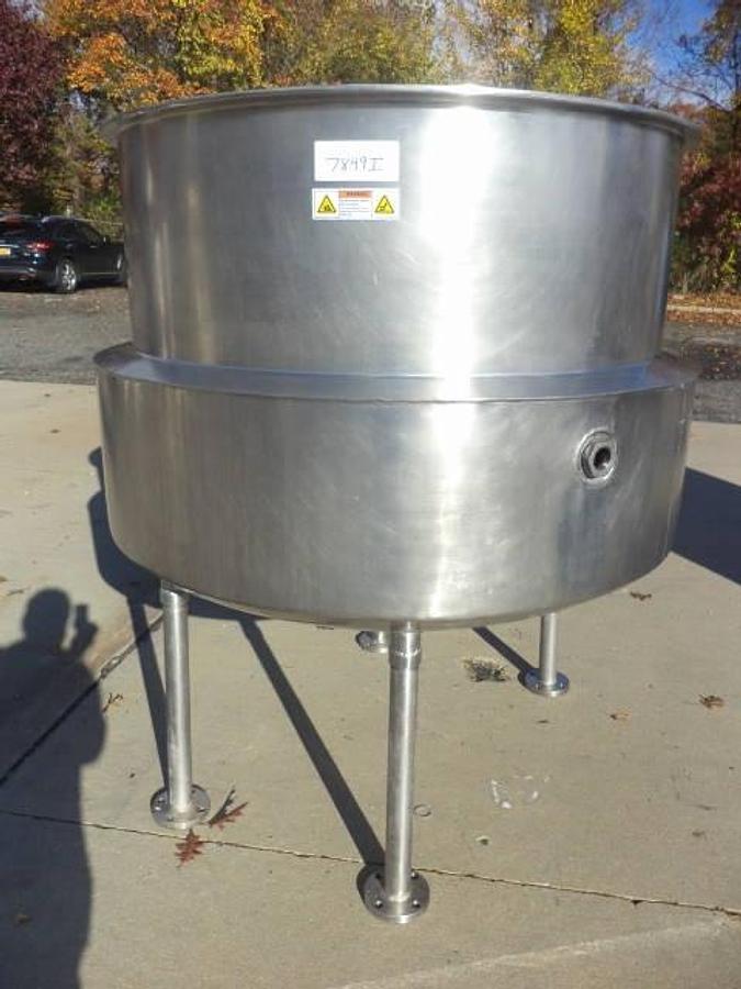 Used 350 Gallon Stainless Steel Jacketed Kettle, Dished Bottom