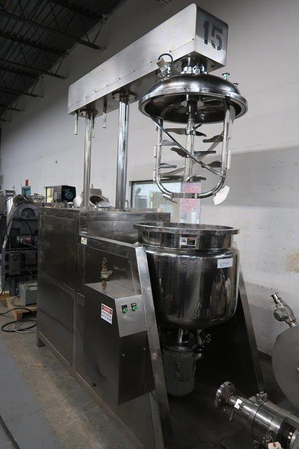 Used 200 Liter SS Jacketed Triple Motion Scraper Kettle/Reactor