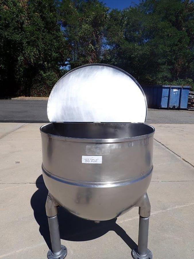 Used 150 Gallon Groen Stainless Steel Jacketed Hemispherical Kettle, 3 In. Tri-Clamp Discharge