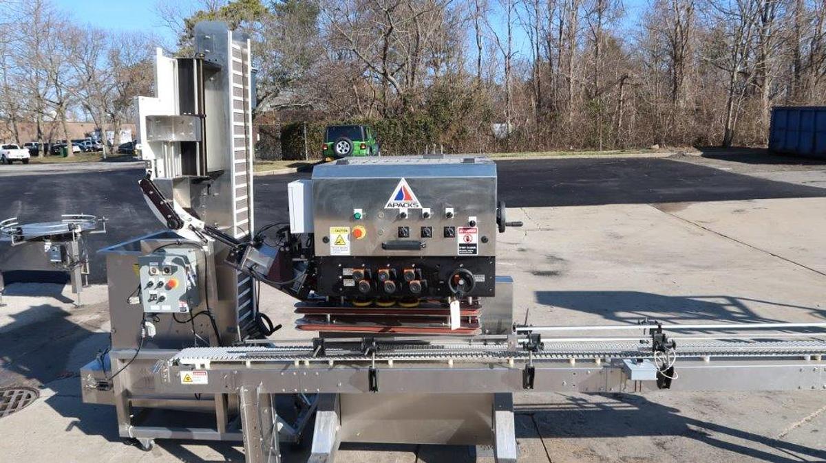 Used Apacks Six Spindle Automatic Screw Capping Machine with Cap Elevator, 200 per minute