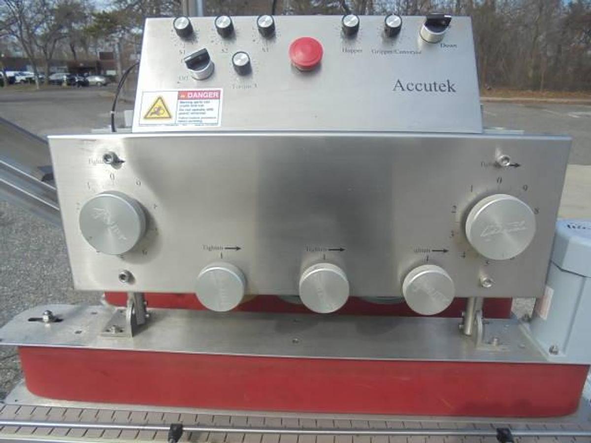 Used Accutek Six Spindle Adjustable Capping Machine, Stainless Steel