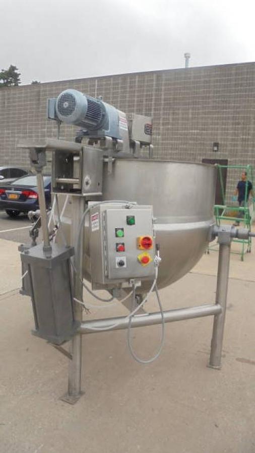 Used 300 Gallon Lee Stainless Jacketed Double Motion Tilt Kettle, Scraped Surface Agitation