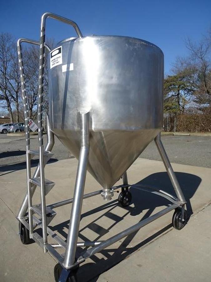 Used 450 Gallon DCI Type 316 Stainless Steel Cone Bottom Portable Tank-2