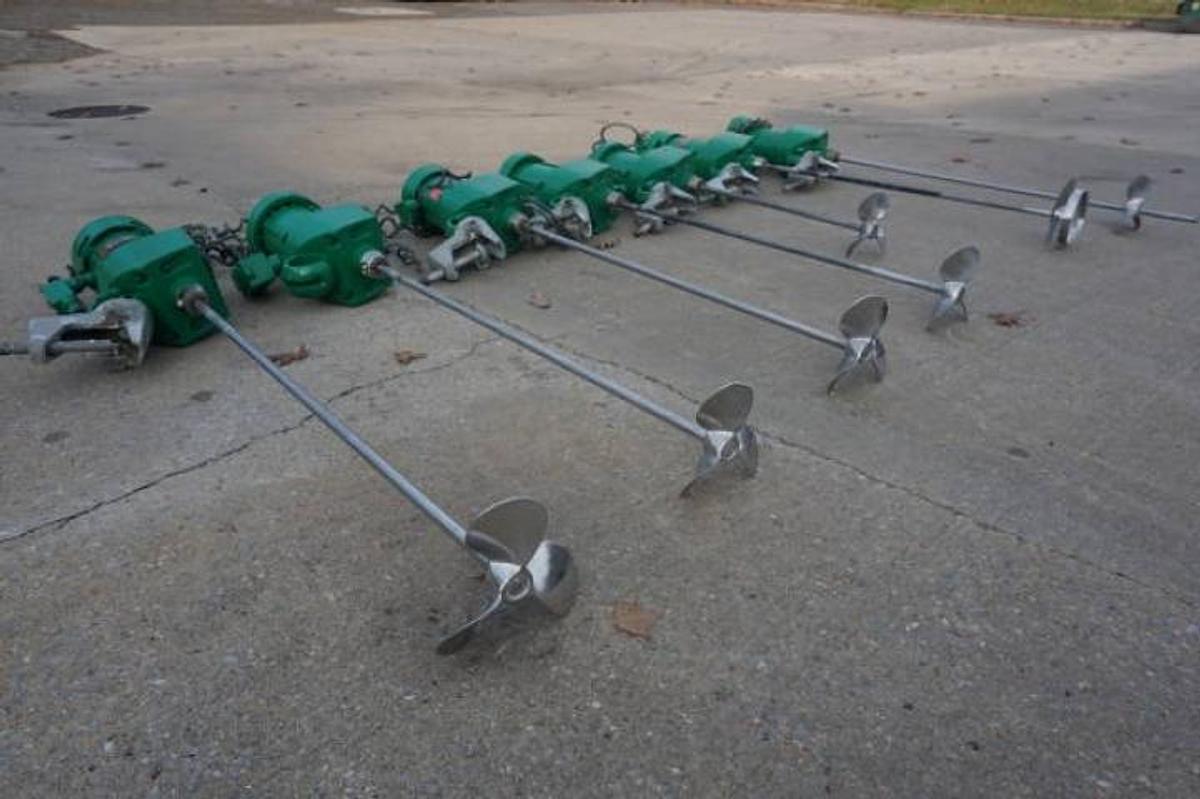 Used Lightnin 3/4 HP Clamp On Geared Down Prop Mixers, (6)