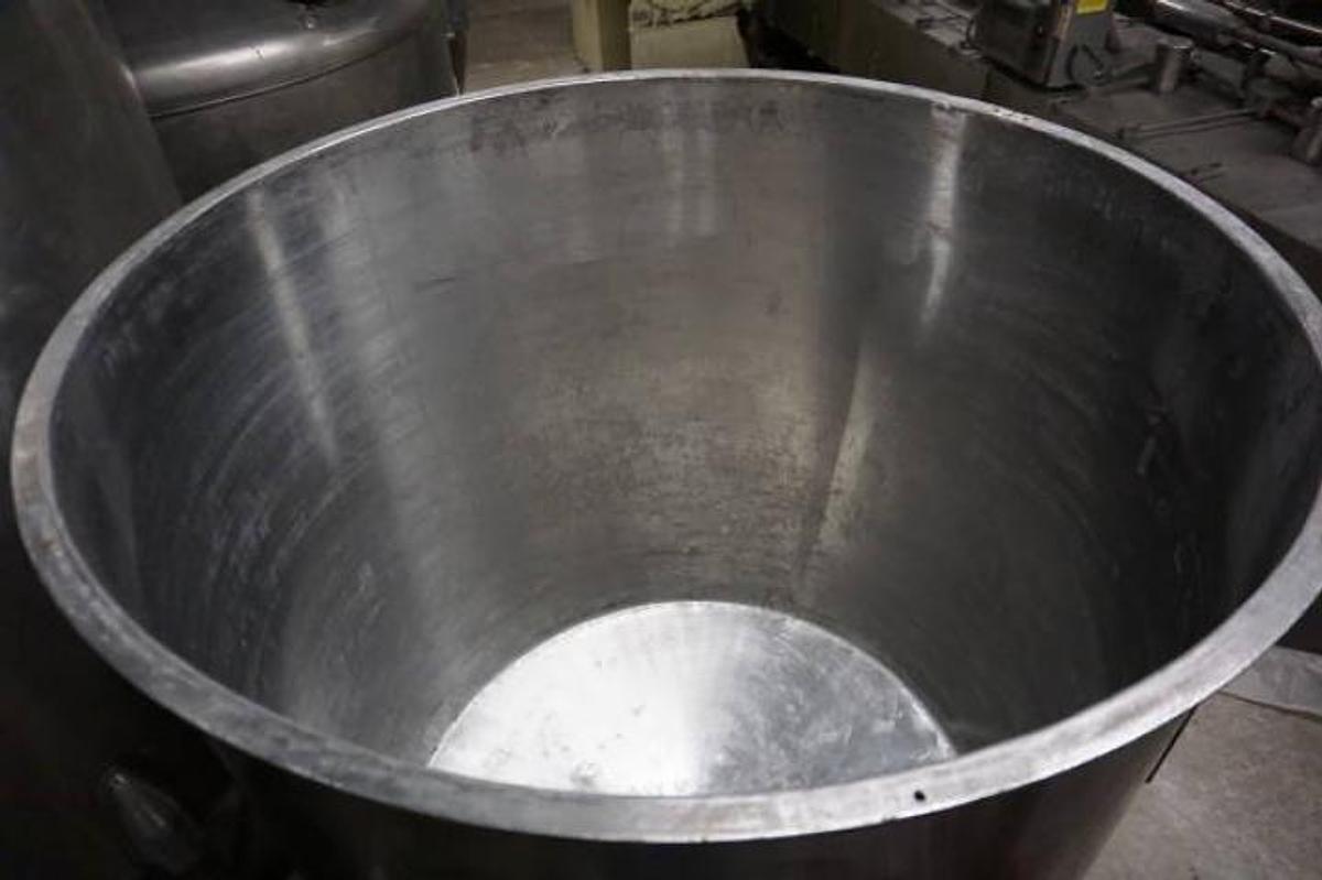 Used 350 Gallon Stainless Steel Vertical Tank, Cone Bottom
