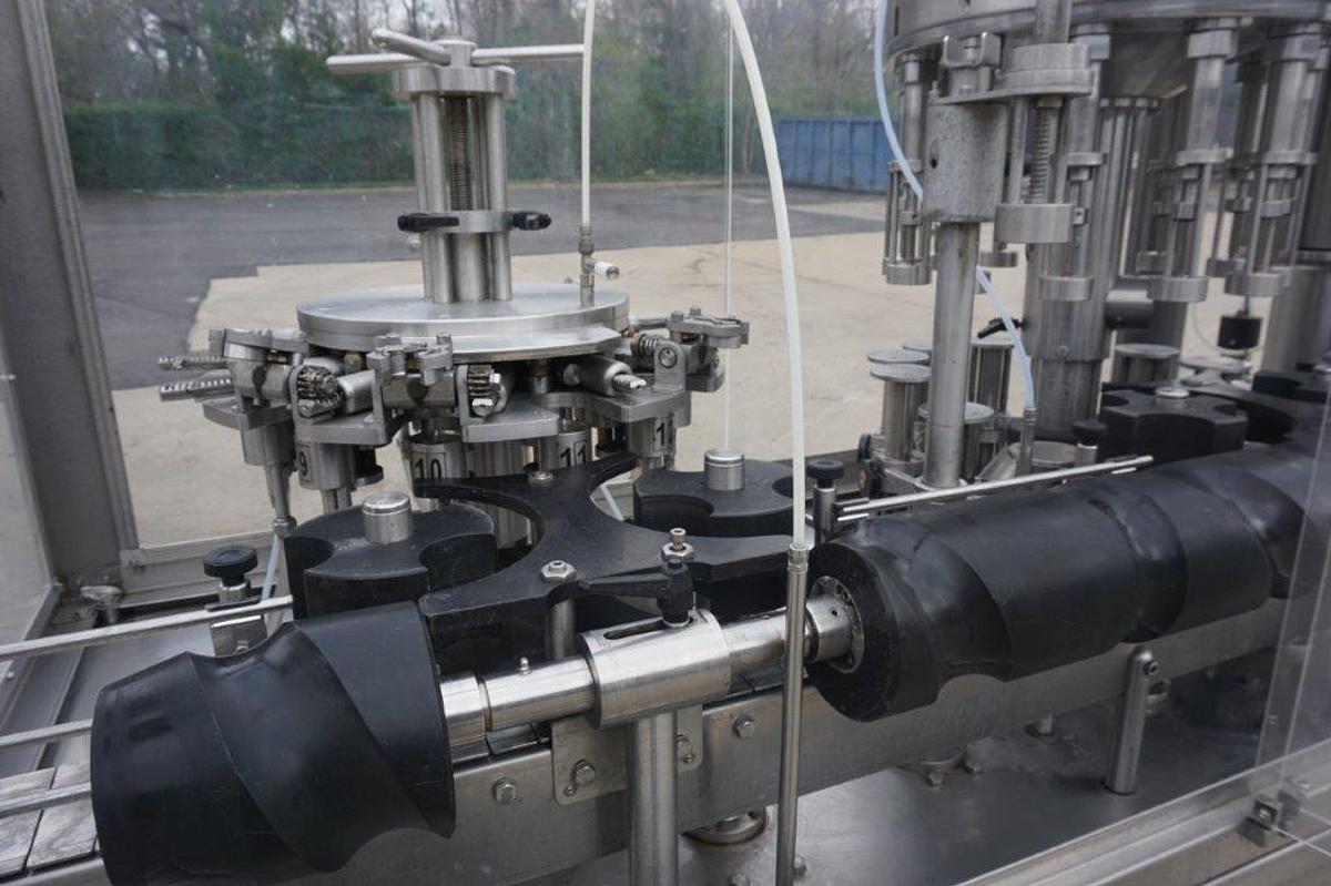 Used GAI 2513 Monoblock Wine Rinsing, Dearation, Filling and Corking Line, 2,000 Bottles/Hour