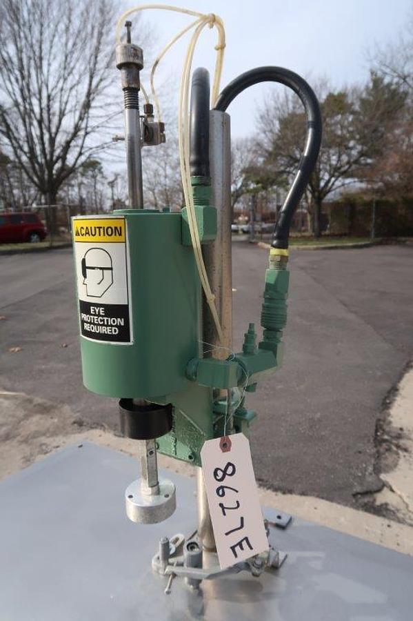Used JG Bench Top Air Operated Crimper Mounted on Stand