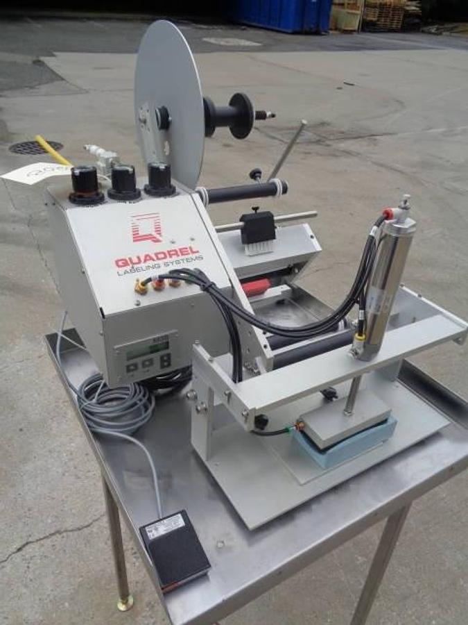 Used Quadrel Tabletop Pressure Sensitive Labelling Machine