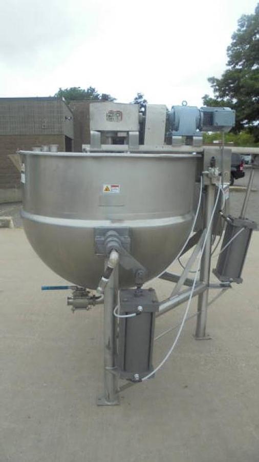 Used 300 Gallon Lee Stainless Jacketed Double Motion Tilt Kettle, Scraped Surface Agitation