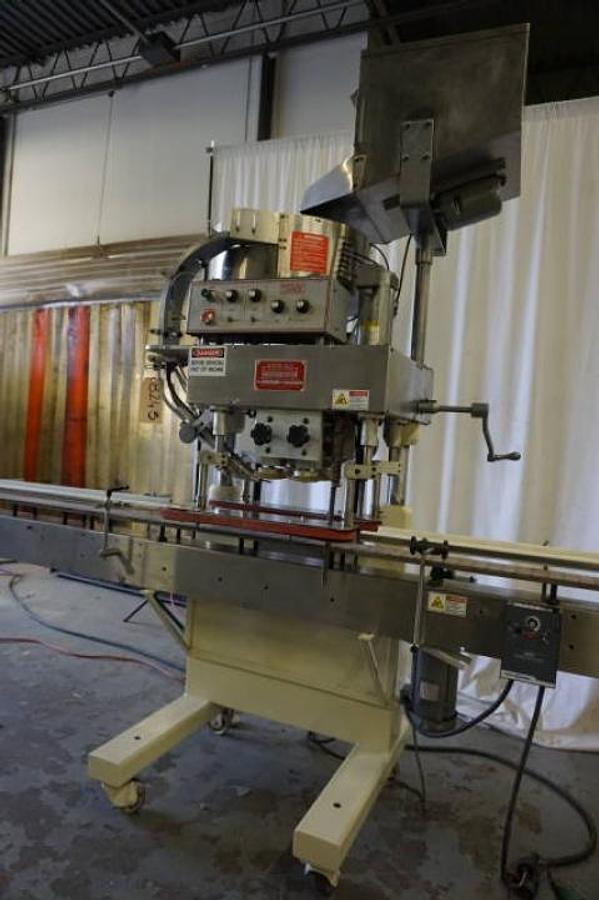 Used Kaps-All G-E Four Spindle Screw Capping Machine, 80 Per Minute