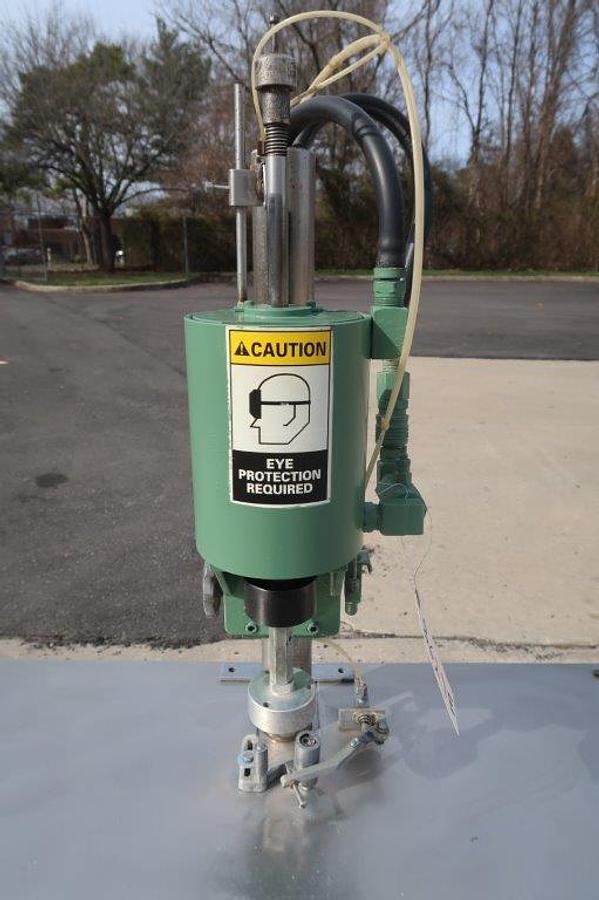 Used JG Bench Top Air Operated Crimper Mounted on Stand