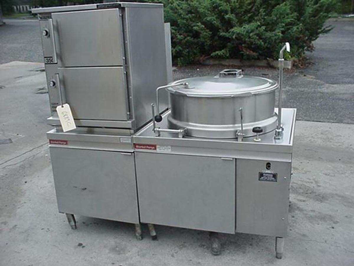 Used 40 Gallon Market Forge Tilting Kettle With Convection Steam Cooker