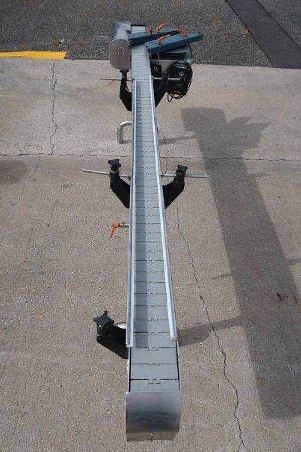 Used 9-1/2 Ft. Long Stainless Steel Motorized Bottle Conveyor