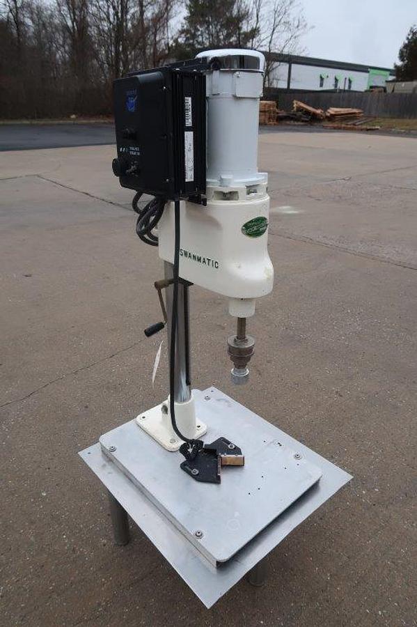 Used Swanmatic C300 Tabletop Semi-Automatic Capper, Single Phase Electric