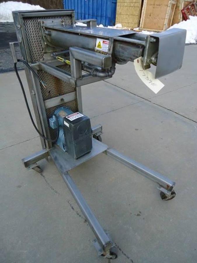 Used 4 IN. DIAMETER X 36 IN. LONG STAINLESS STEEL JACKETED HORIZONTAL SCREW CONVEYOR, PORTABLE