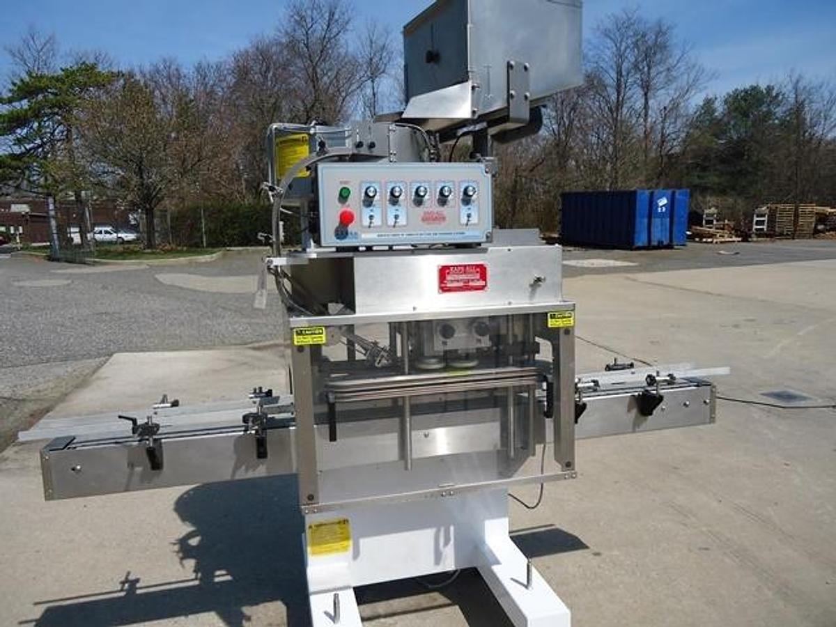 Used Kaps-All E4 Four Spindle Automatic Screw Capper, 80 Per Minute