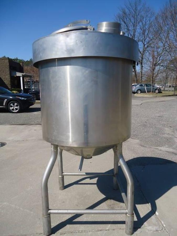 Used 225 Gallon Crepaco Stainless Steel Jacketed Vertical Tank, Cone Bottom