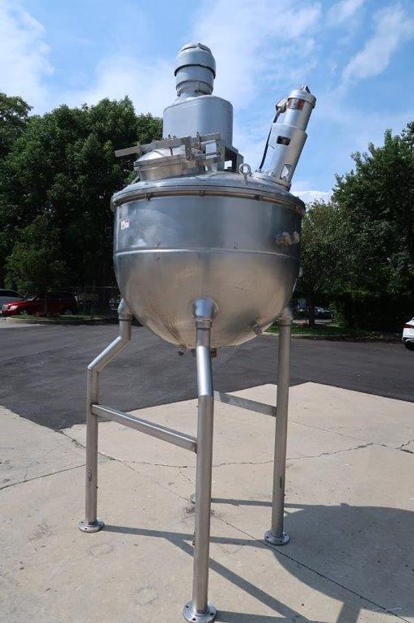 Used 250 Gallon Groen 316 SS Triple Motion Closed Pressure Mixing Kettle, 100 PSI Jacket