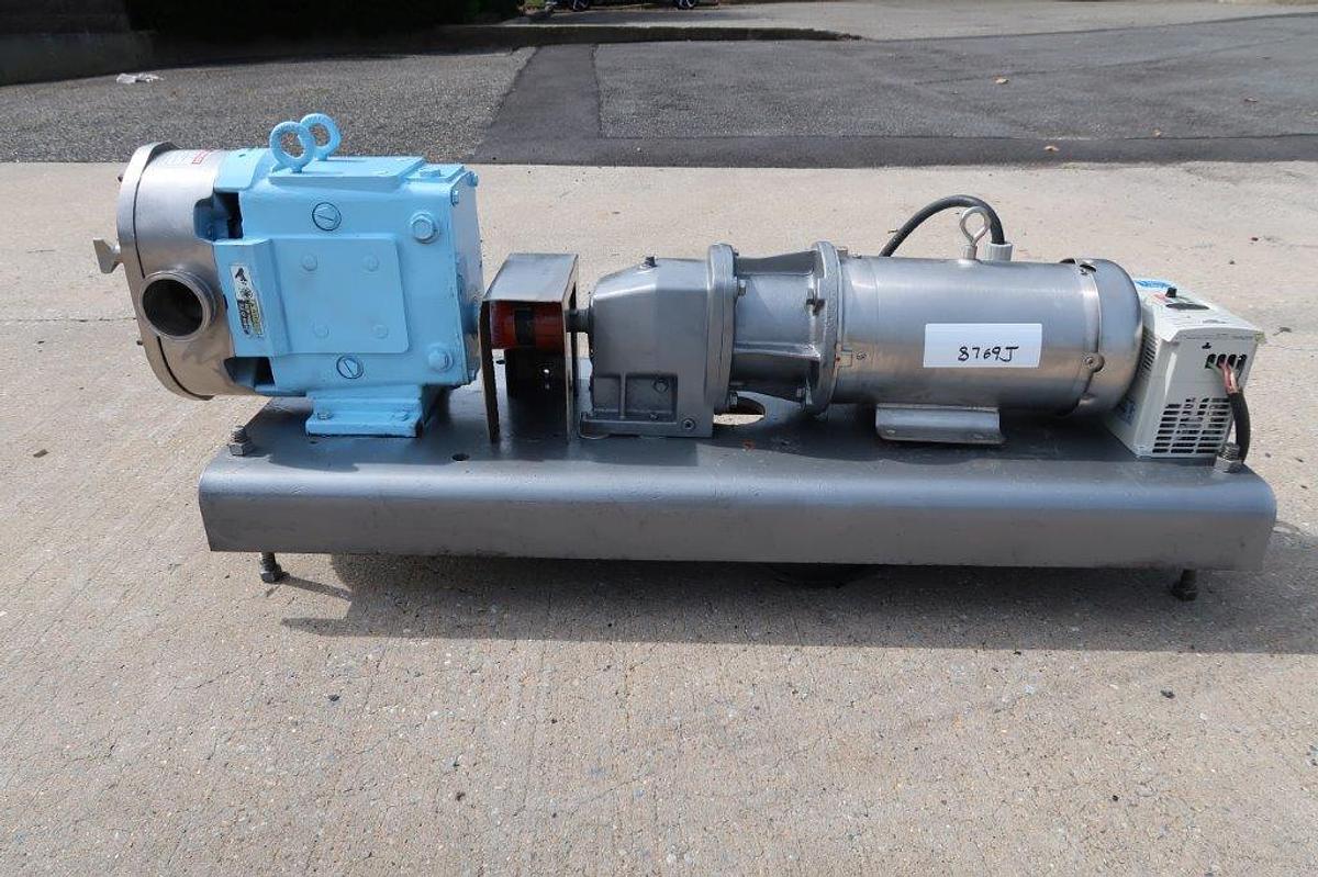 Used Waukesha 130 Stainless Positive Displacement Pump, 5 HP Motor