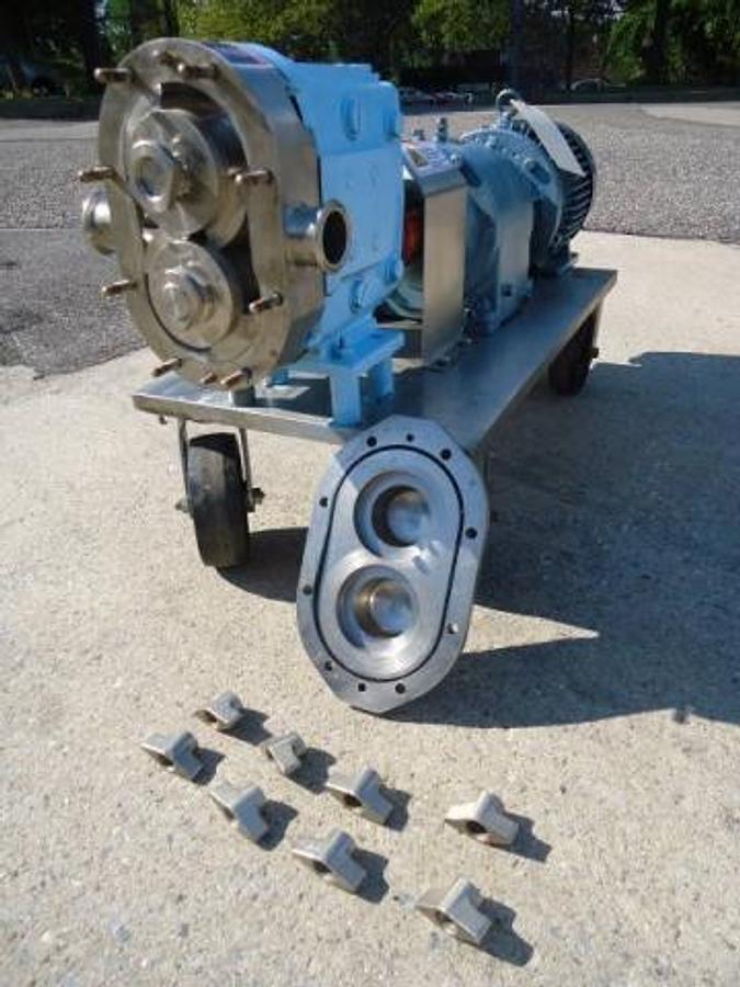 Used Waukesha 30 Stainless Positive Displacement Pump, Stainless Portable Base