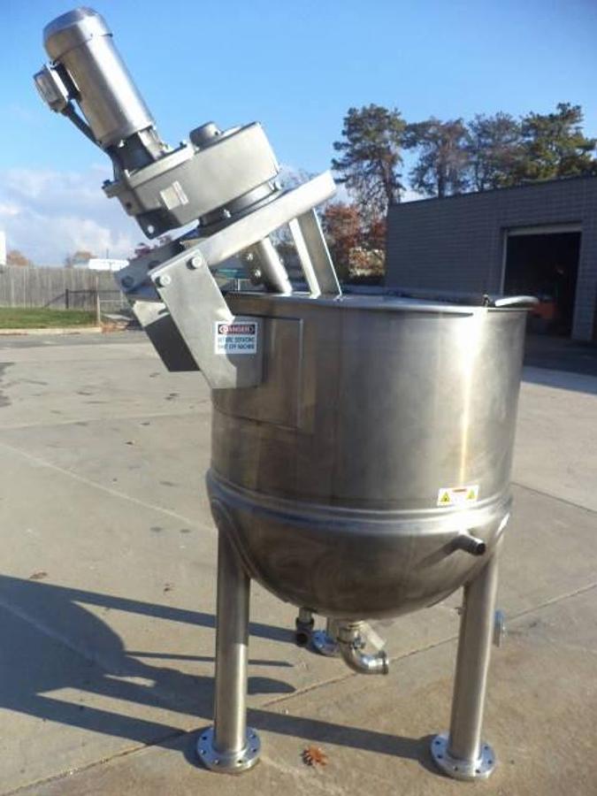 Used 200 Gallon Lee 316 Stainless Steel Scraper Agitated Kettle, 100 PSI Jacket