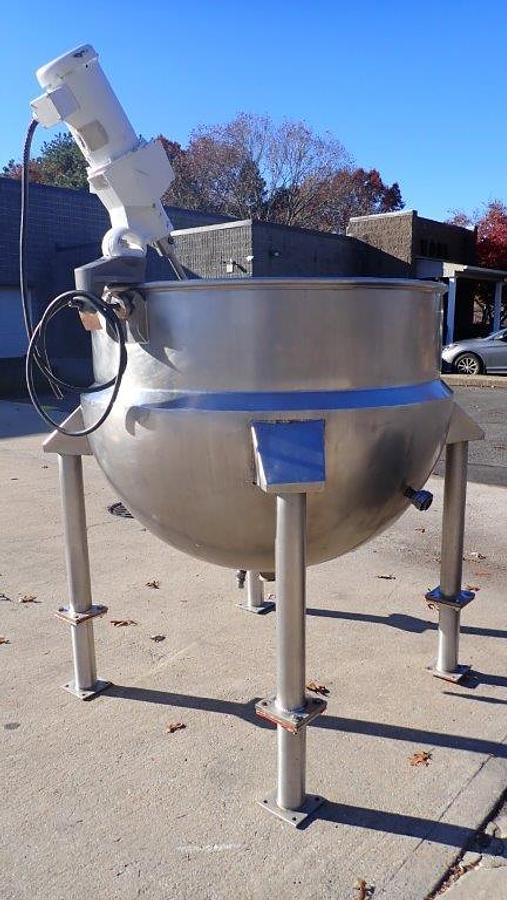 Used 250 Gallon Lee 316 SS Hemispherical Kettle, 90 PSI