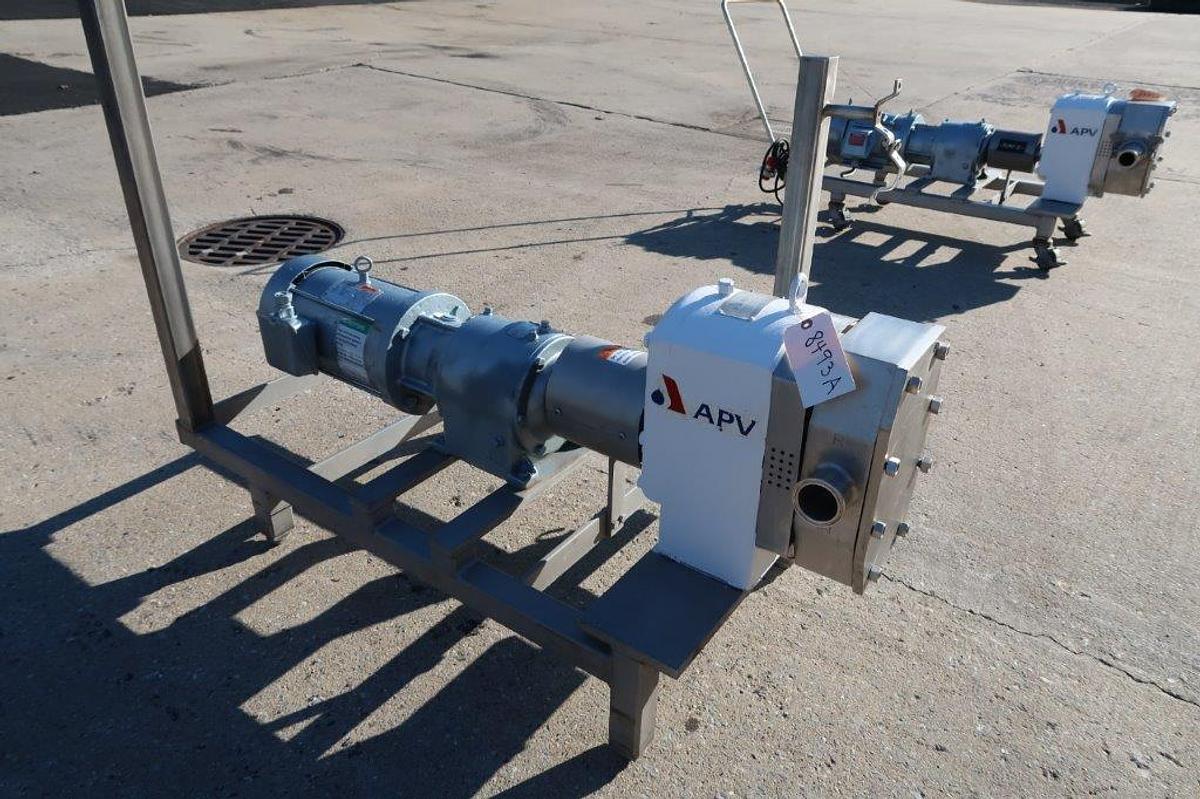 Used APV 2 In. X 2 In. Stainless Positive Displacement Pump, 5HP