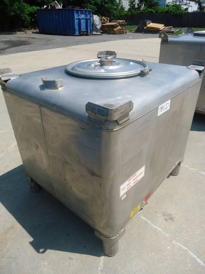 Used 275 Gallon Clawson 316 Stainless Steel Stackable Tote