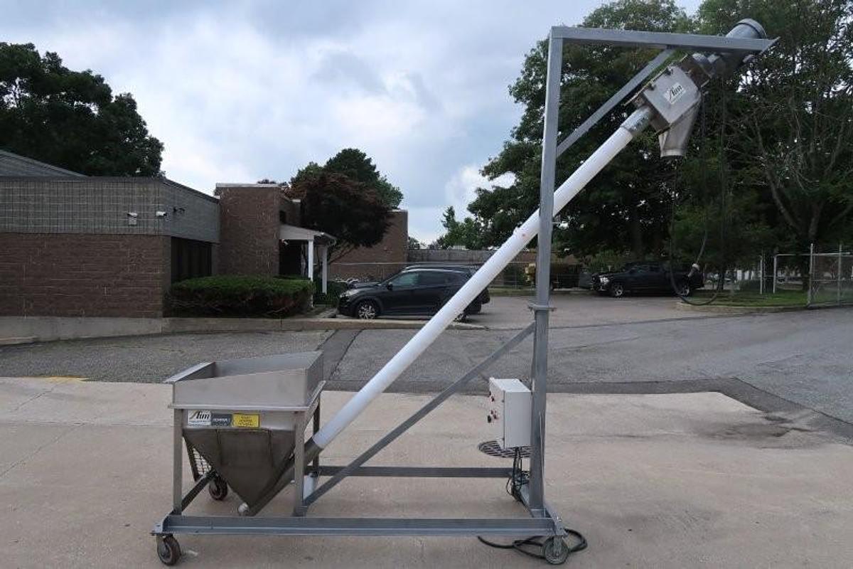 Used AIM 3-3/4 In. Diameter Inclined Flexible Screw Conveying System, Portable